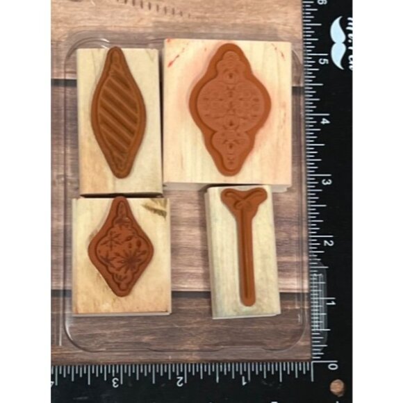 STAMPIN' UP! 116722 TREE TRIMMINGS CHRISTMAS Wood Rubber Stamp set of ORNAMENTS - Picture 3 of 5
